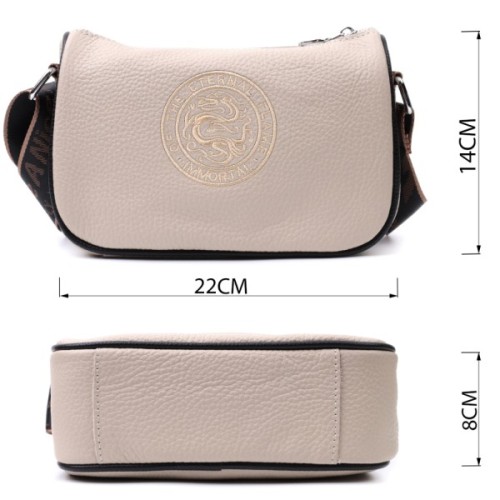 Сумка Vintage Жіноча з вишивкою на лицьовій стороні з натуральної шкіри Бежева (22625)