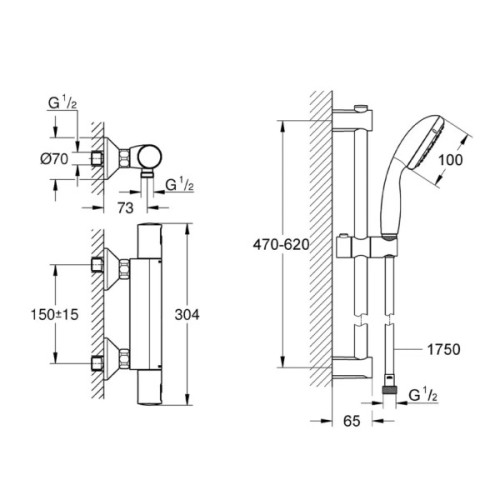 Душовий гарнітур Grohe QuickFix Start Black (UA303908T1)