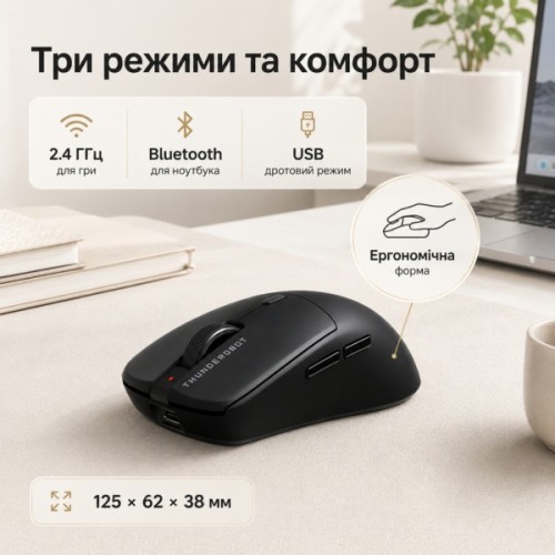 Мишка Thunderobot ML6Pro Tri-mode Black (6932066315788)