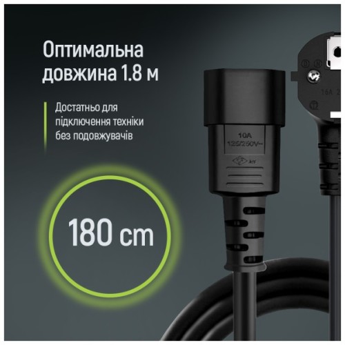 Кабель живлення C13 1.8m black ColorWay (CW-CBP082-BK)