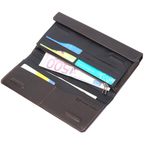 Гаманець Grande Pelle З відділенням для телефону З натуральної шкіри Коричневий (11645)