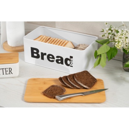 Хлібниця Ardesto Midori 33х18х13см, метал, бамбук, білий (AR0912WB)