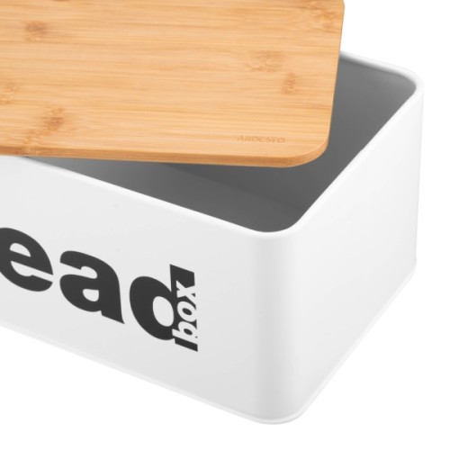 Хлібниця Ardesto Midori 33х18х13см, метал, бамбук, білий (AR0912WB)