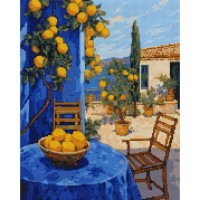 Картина по номерам Santi алмазна мозаїка Лимонний дворик 40х50 см на підрамни (956053)