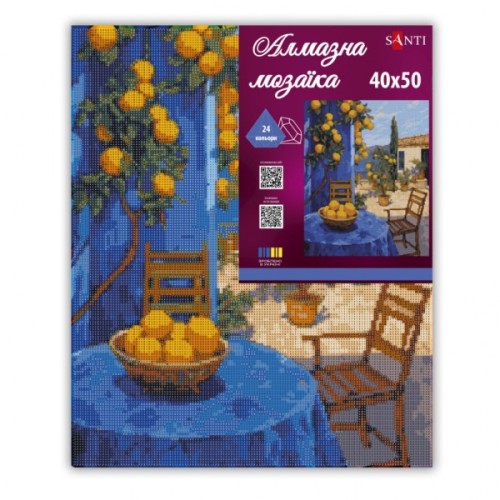 Картина по номерам Santi алмазна мозаїка Лимонний дворик 40х50 см на підрамни (956053)