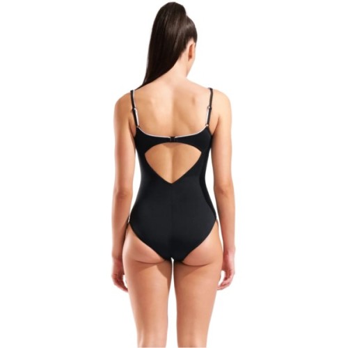 Купальник Arena Clip Back Swimsuit Solid B 010651-510 чорний, білий 40 (3468337746348)