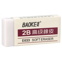 Гумка Baoke прямокутна 51 х 23 х 11 мм, TPR білий 2B, 45 шт (E633)