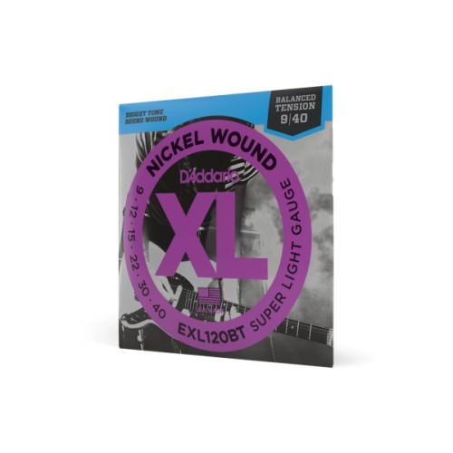 Струни для гітари D'Addario XL Nickel Wound Balanced Tension Super Light (09-40) (EXL120BT)