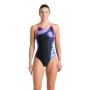 Купальник Arena Dreamhline Swimsuit V Back 008328-500 чорний, фіолетовий, бірюзовій 36 (3468337427940)