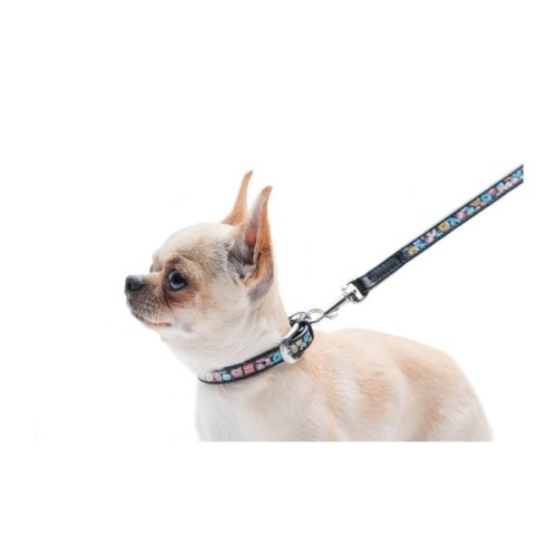 Нашийник для тварин WAUDOG Design з QR паспортом "Пончики" Ш 20 мм Д 29-38 см чорний (36931)