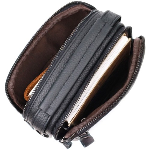 Сумка Vintage Чоловіча на плече з натуральної шкіри Чорна (22247)