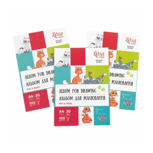 Альбом для малювання Rosa Kids склейка Cats А4 30 аркушів (4823098543039)