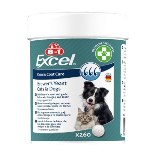 Вітаміни для собак 8in1 Excel Brewers Yeast для пивні дріжджі з часником для шкіри та шерсті 260 шт (4048422183815)