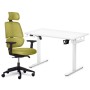Комплект офісних меблів Mealux PowerDesk Lite White + Leo Air Plus Green (EVO-201 Lite W/W +Y-546 KZ)