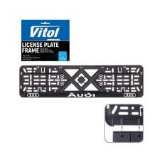Рамка номерного знака Vitol з рельєфним написом AUDI (RN-VCH-15650-SR-AU)