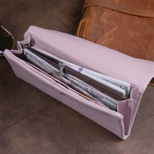 Гаманець ST Leather З кишенею для мобільного Шкіряний Ліловий (19269)