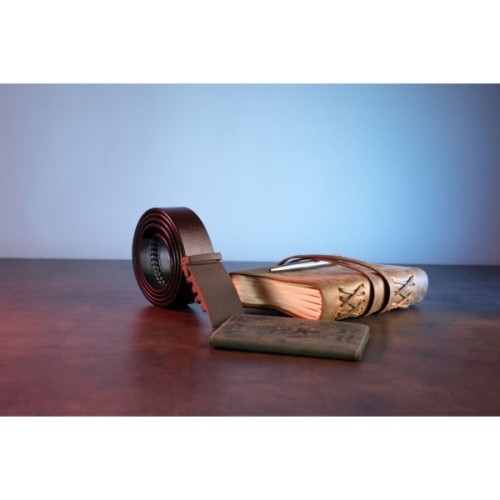 Ремінь Vintage З натуральної шкіри з матовою автоматичною пряжкою Коричневий (20217)