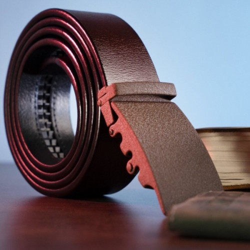 Ремінь Vintage З натуральної шкіри з матовою автоматичною пряжкою Коричневий (20217)