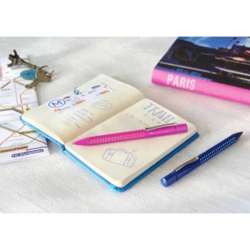 Ручка кулькова Faber-Castell автоматична Grip 2010, корпус рожевий, стрижень синій М (0.7 мм) (26543)