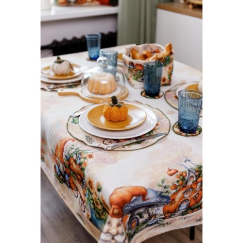 Скатертина Прованс гобеленова Гарбузові гноми 135х140 (036241)