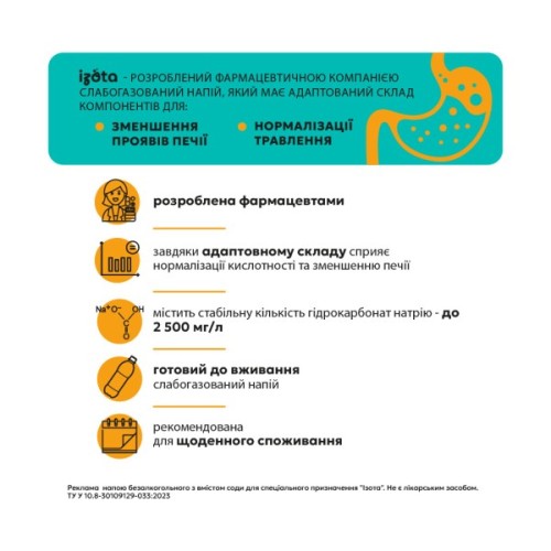 Мінеральна вода Ізота з вмістом соди для спеціального призначення 950 мл (4823089506319)