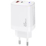 Зарядний пристрій XoKo 1xUSB-C PD65W + 1xUSB QC3.0 GaN white (XK-QC-620)
