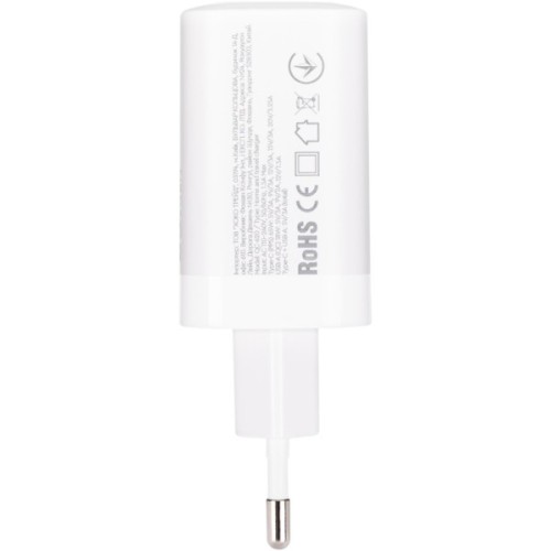 Зарядний пристрій XoKo 1xUSB-C PD65W + 1xUSB QC3.0 GaN white (XK-QC-620)