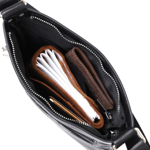 Сумка Shvigel Шкіряна через плече Чорна (11602)