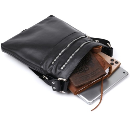 Сумка Shvigel Шкіряна через плече Чорна (11602)