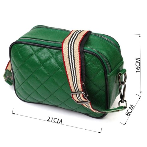 Сумка Vintage Жіноча прямокутна крос-боді з натуральної шкіри Зелена (22113)