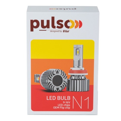 Автолампа PULSO LED-chips OEM PHILIPS Flip chip/9-16V/2*70W/8500Lm/6500K (N1-H4)