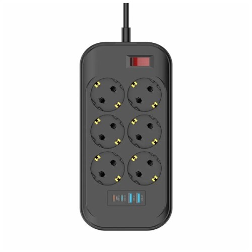 Мережевий фільтр живлення ColorWay CW-CHE64PDB 6 роз, 4USB (CW-CHE64PDB)