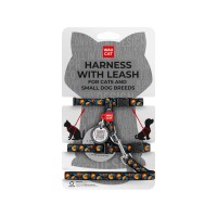 Шлея для котів Waucat Nylon з QR паспортом "Апельсини" пластиковий фастекс (329-4054)