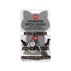 Шлея для котів Waucat Nylon з QR паспортом "Апельсини" пластиковий фастекс (329-4054)