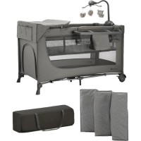 Дитячий манеж Kinderkraft с пеленатором Joy 2 Dark Grey (5902533925155)