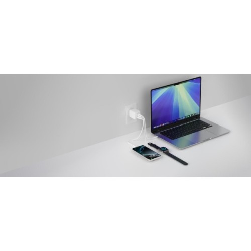 Зарядний пристрій Belkin 2xUSB-C + 1xUSB PD70W PPS GaN white (WCH018HQWH)