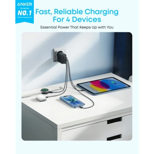 Зарядний пристрій Anker 2xUSB-C + 2xUSB 50W black (A121EG11)