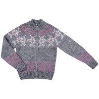 Кофта дитяча Tossy в'язана на блискавці сіра з орнаментом (326-92G-gray)