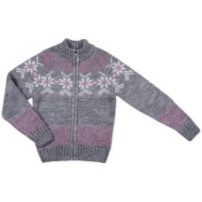 Кофта дитяча Tossy в'язана на блискавці сіра з орнаментом (326-92G-gray)