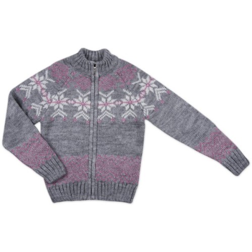 Кофта дитяча Tossy в'язана на блискавці сіра з орнаментом (326-92G-gray)