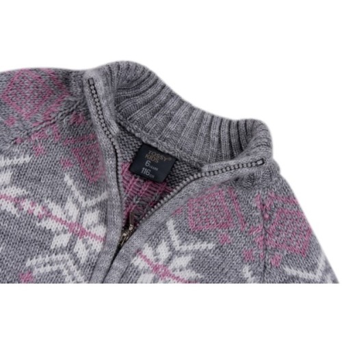 Кофта дитяча Tossy в'язана на блискавці сіра з орнаментом (326-92G-gray)