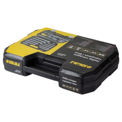 Набір інструментів Sigma насадок торцевих та біт 1/4", 1/2" 82шт CrV mid (6001551)