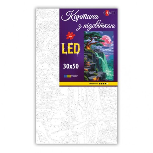 Картина по номерам Santi Рожевий місяць 30х50см LED підсвіткою (956554)