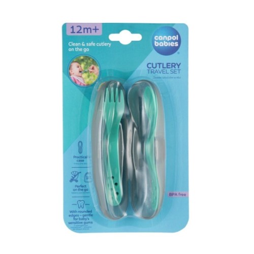 Набір дитячого посуду Canpol babies столові прибори в футлярі - бірюзовий (74/019_tur)