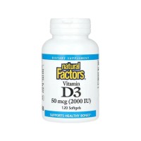 Вітамінно-мінеральний комплекс Natural Factors Вітамін D3, 50 мкг 2000 МО, Vitamin D3, 120 гелевих капсул (NFS-01053)
