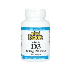 Вітамінно-мінеральний комплекс Natural Factors Вітамін D3, 50 мкг 2000 МО, Vitamin D3, 120 гелевих капсул (NFS-01053)
