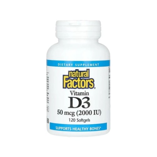 Вітамінно-мінеральний комплекс Natural Factors Вітамін D3, 50 мкг 2000 МО, Vitamin D3, 120 гелевих капсул (NFS-01053)