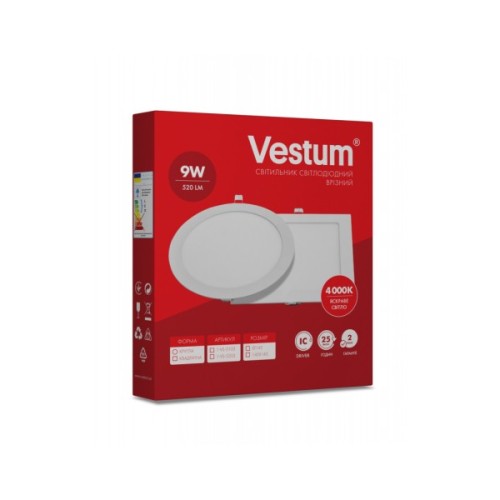Світильник Vestum LED круглый 9W 4000K 220V (1-VS-5103)
