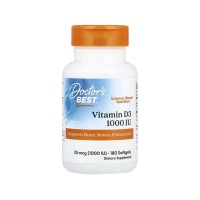 Вітамінно-мінеральний комплекс Doctor's Best Вітамін D3, 25 мкг (1000 МО), Vitamin D3, 180 желатинових капсул (DRB00209)