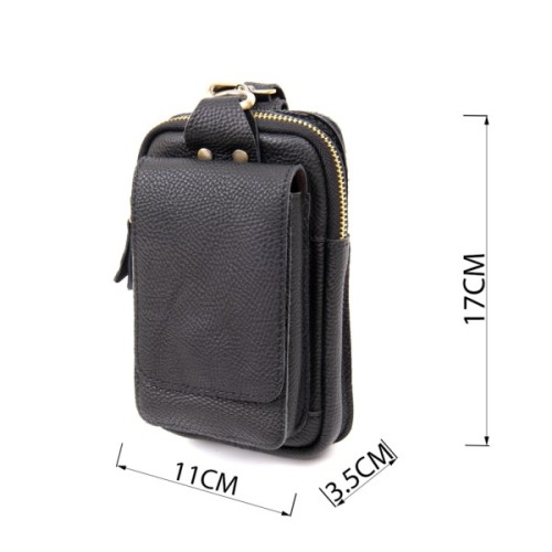 Сумка Vintage Унісекс на пояс на одне відділення Чорна (20418)